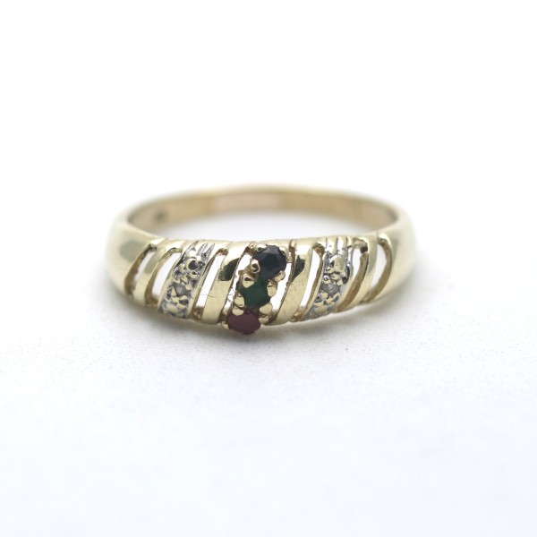 Diamant Smaragd Saphir Rubin Ring 333 Gold Gelbgold 8 Kt Wert 199,-