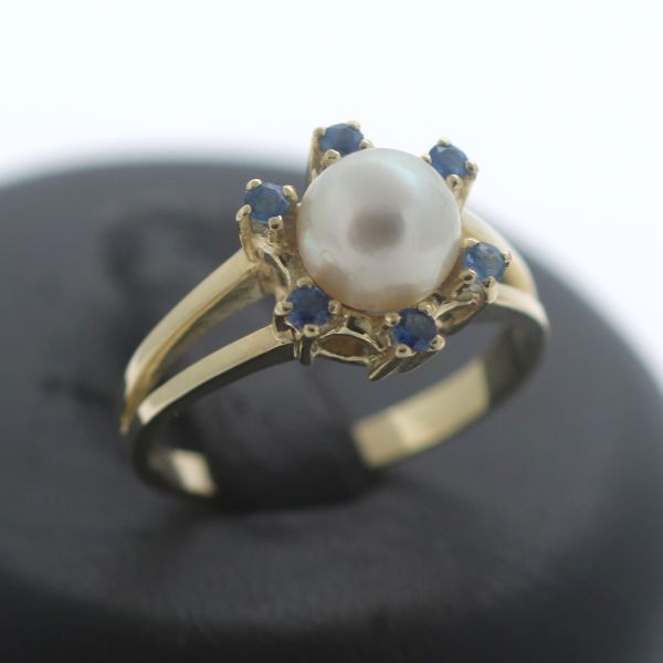 Saphir Perlen Ring 585 Gold 14 Kt Gelbgold Edelstein Wert 680,-