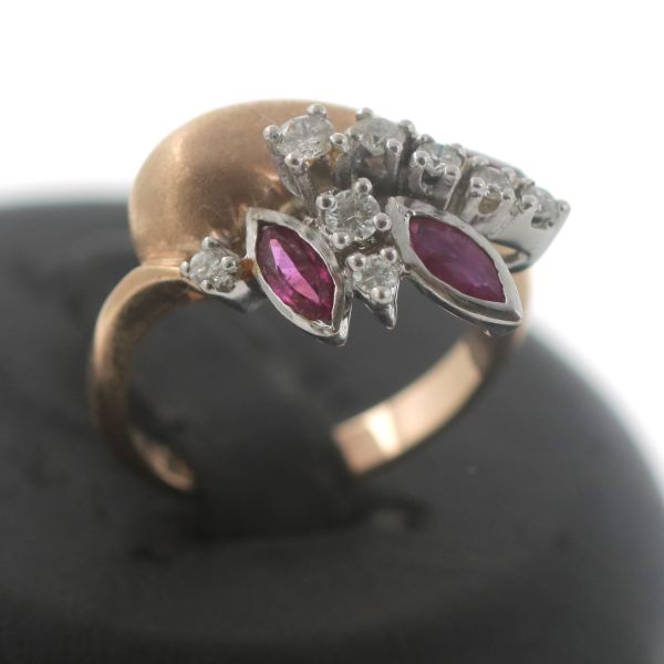 Rubin Diamant Ring 585 Gold 14 Kt Gelb- Weißgold Edelstein Wert 1400,-