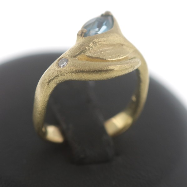 Brillant Aquamarin Ring 750 Gelbgold 18 Karat Diamant Gold Wert 1050,-
