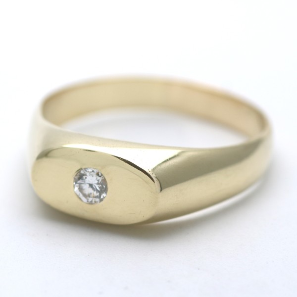 Solitär Brillant Herren Ring 585 Gold Diamant 14 Kt Gelbgold Wert 1900,-