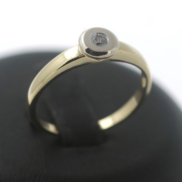 Brillant Ring 585 Gold Diamant 14 Kt Gelbgold Weißgold 0,06 CT Wert 450,-