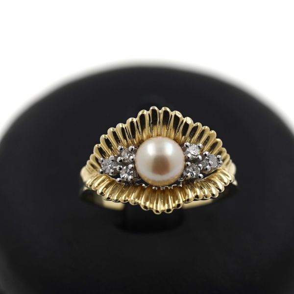 Diamant Perle Ring 585 Gold 14 Kt Gelbgold Wert 1100,-