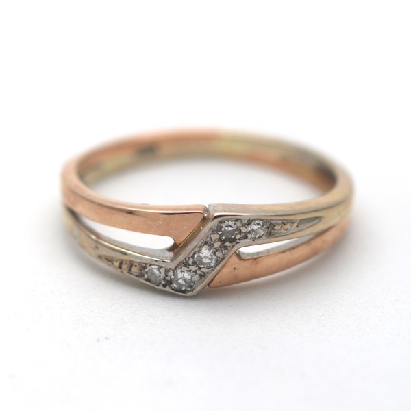 Diamant Ring Gold 585 Saphir 14 Kt Rosegold Weißgold 0,05 Ct Wert 350,-